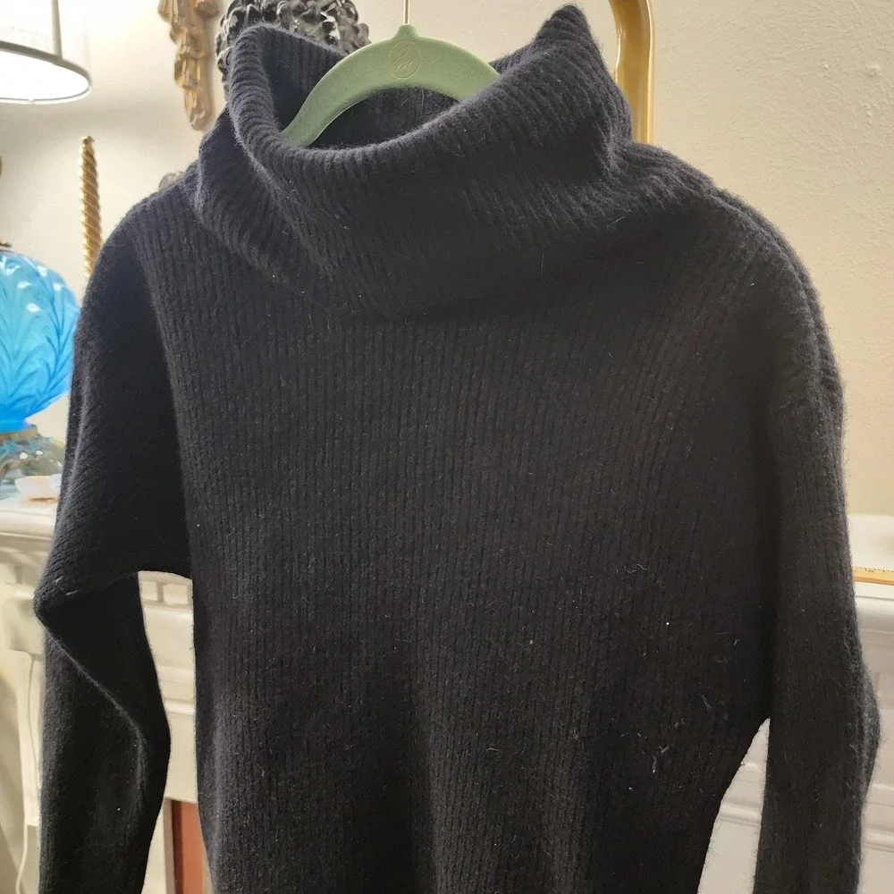 Crazy Horse Vintage‎ Black Turtleneck Sweater Lambswool Angora Knit Womens Small
